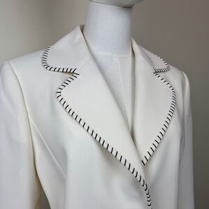 TAHARI White Women's Blazer with Black Trim